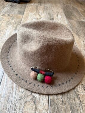 COCO + CARMEN RANCHER HAT WITH pin wool brown NWT